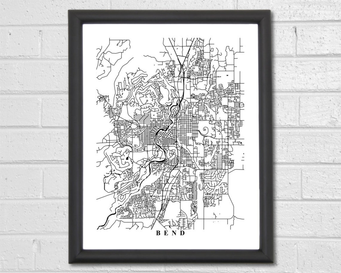 Bend Oregon Map Art Wall Art Poster Travel Office Decor | Etsy