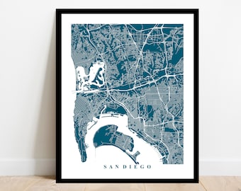 San Diego Map Art - City Map Print - California - Travel Gift Home Office Decor City Streets Map Art Poster Wedding Anniversary Gift