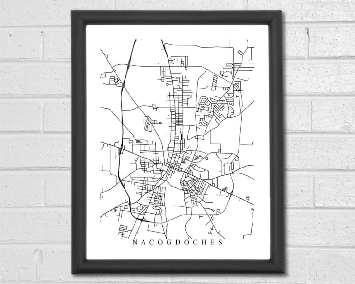 Nacogdoches Map Art City Map Texas Travel Map Print - Etsy