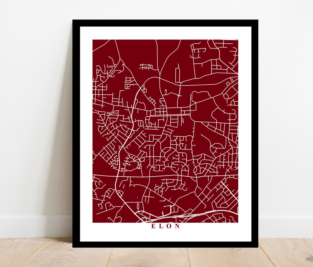 Elon Map Art City Map Print North Carolina Travel Gift Etsy