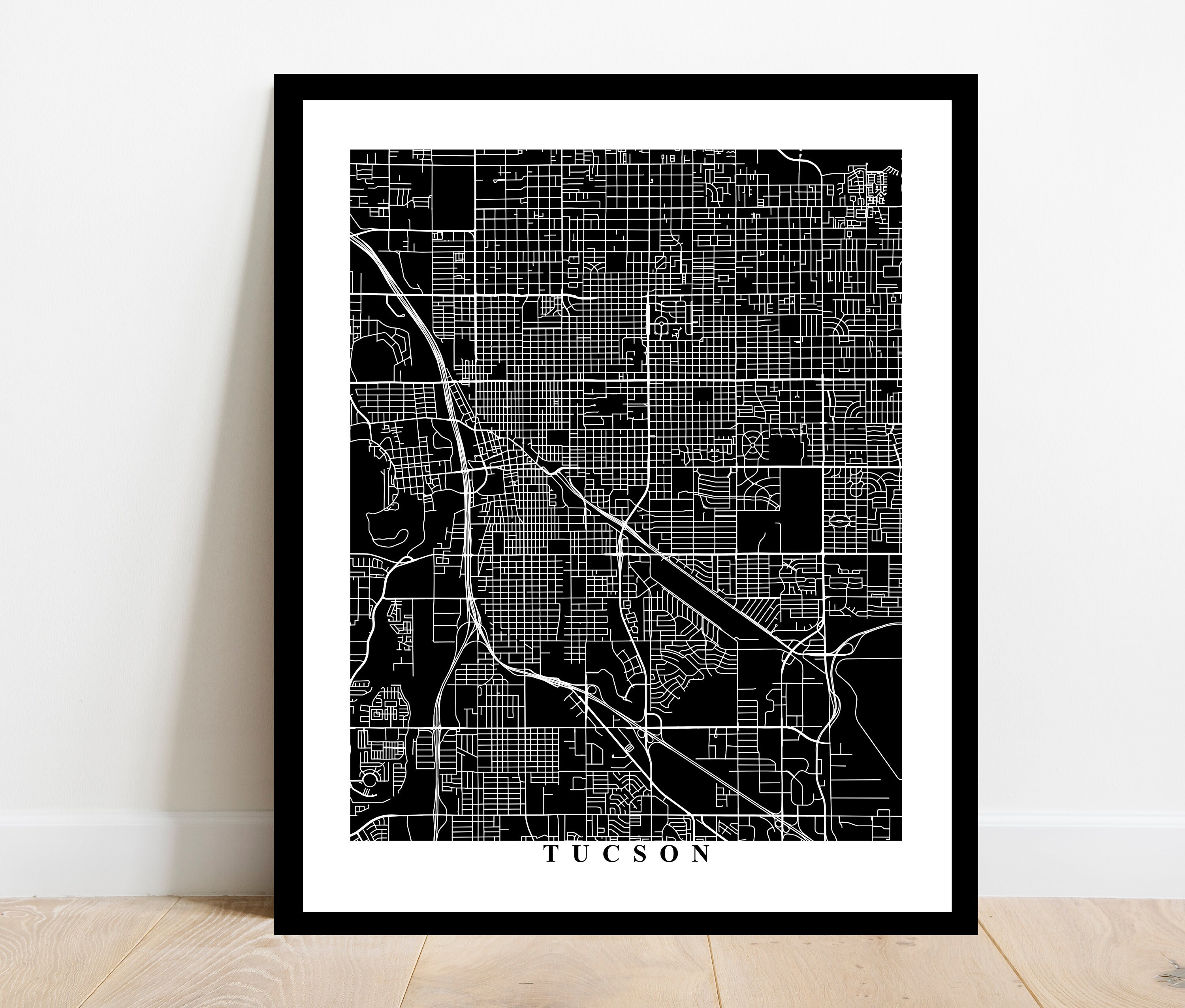 Tucson Map Art Arizona Custom City Streets Map Print Wall - Etsy
