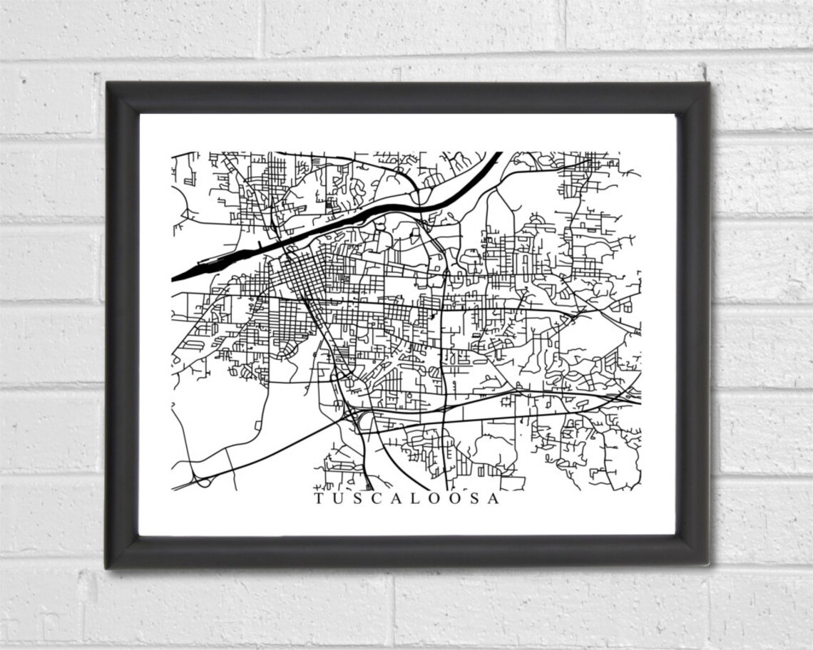 Tuscaloosa Map Art Map Print Alabama Map Print | Etsy