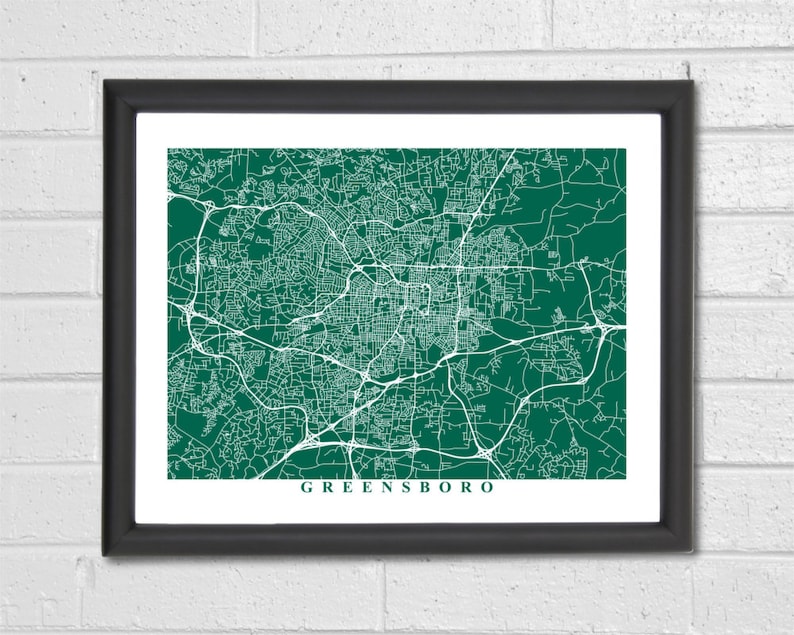 Map Art North Carolina- Map Print Map Print Greensboro Map Art Custom Map Housewarming Gift Wedding Gift Home Map Home Decor