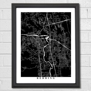 Redding Map Art Map Print Black and White Print - Etsy