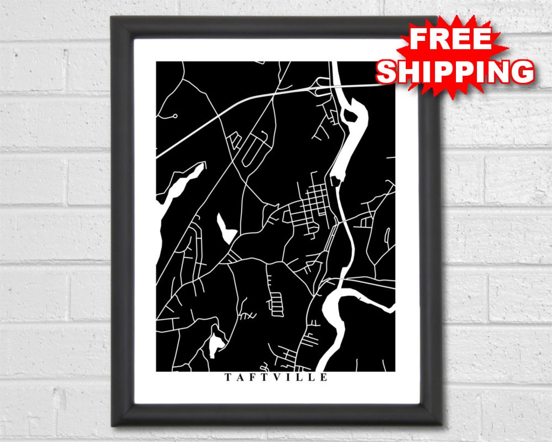 Taftville Map Art City Streets Map Print Connecticut Etsy