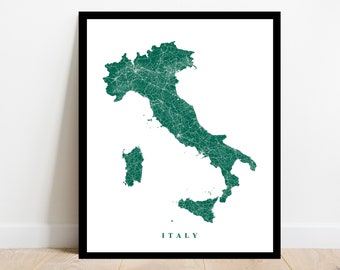 Italy Map Art - Country Map Print - Europe - Travel Gift Street Map Art Rome Europe Map Custom Map World Map Home Office Decor Wedding Gift