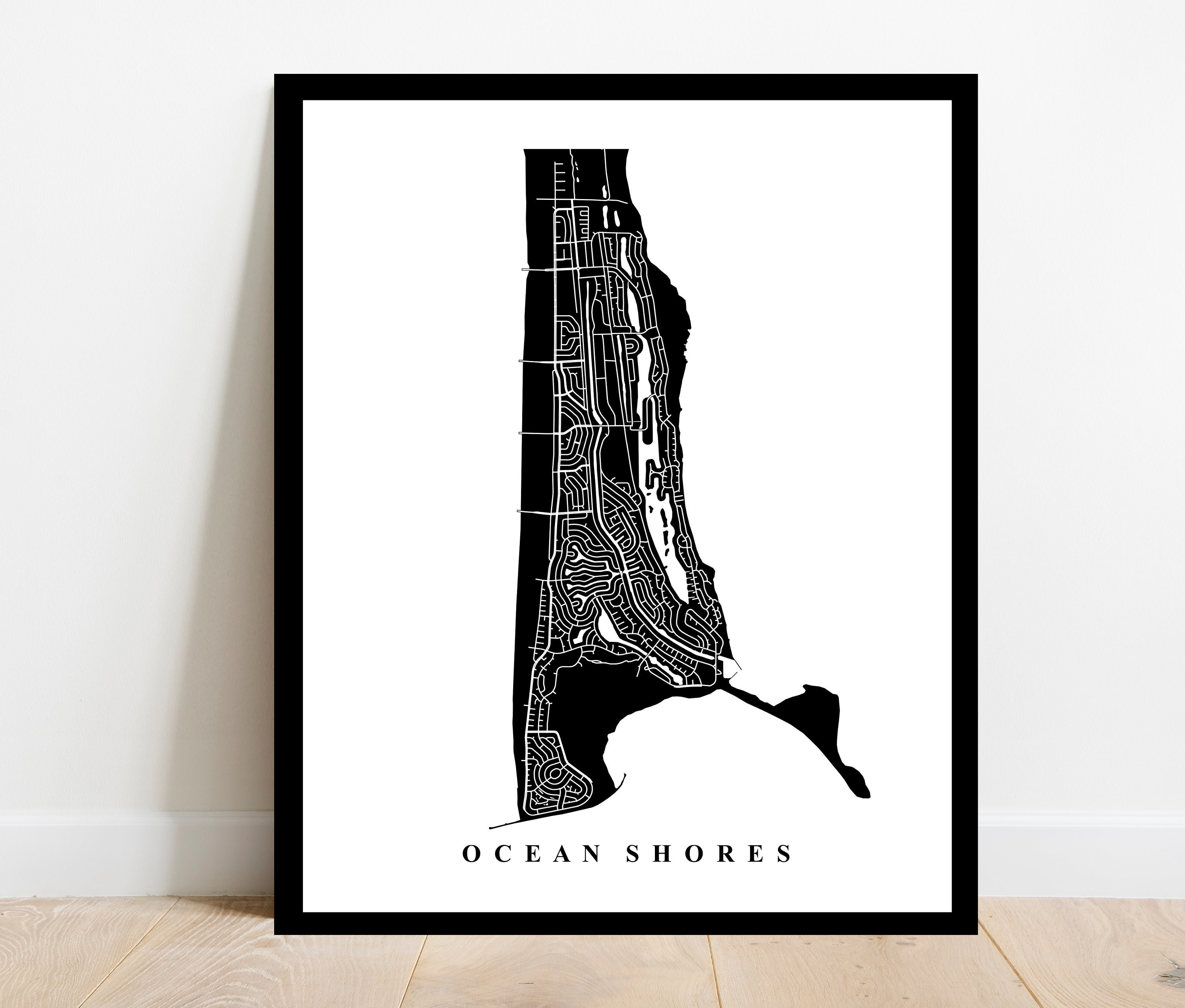 Ocean Shores Map Art City Streets Map Print Washington - Etsy