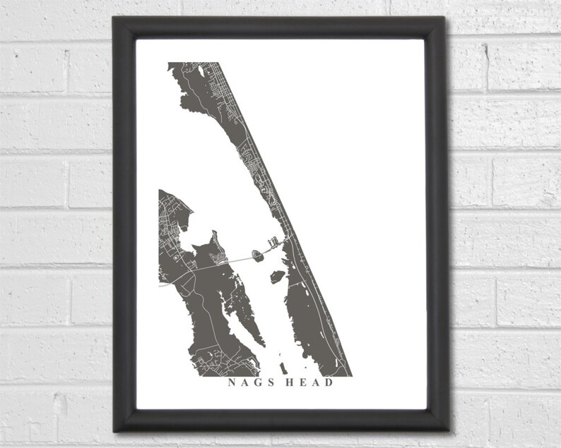 Nags Head Map Art City Streets Map Print North Carolina Etsy