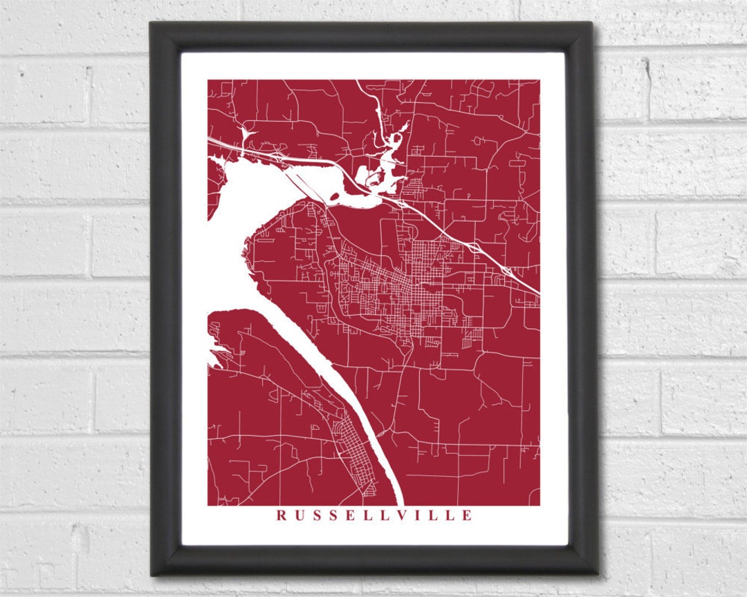 Russellville Streets Map Art Map Print Arkansas