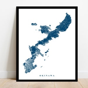 Okinawa Map Art Japan City Streets Map Print Custom Travel Gift Office Home Decor Wall Poster Anniversary Housewarming Vacation Roads image 1