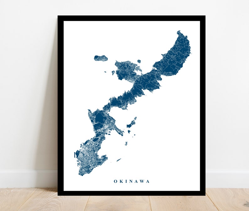 Okinawa Map Art Japan City Streets Map Print Custom Travel Gift Office Home Decor Wall Poster Anniversary Housewarming Vacation Roads image 1