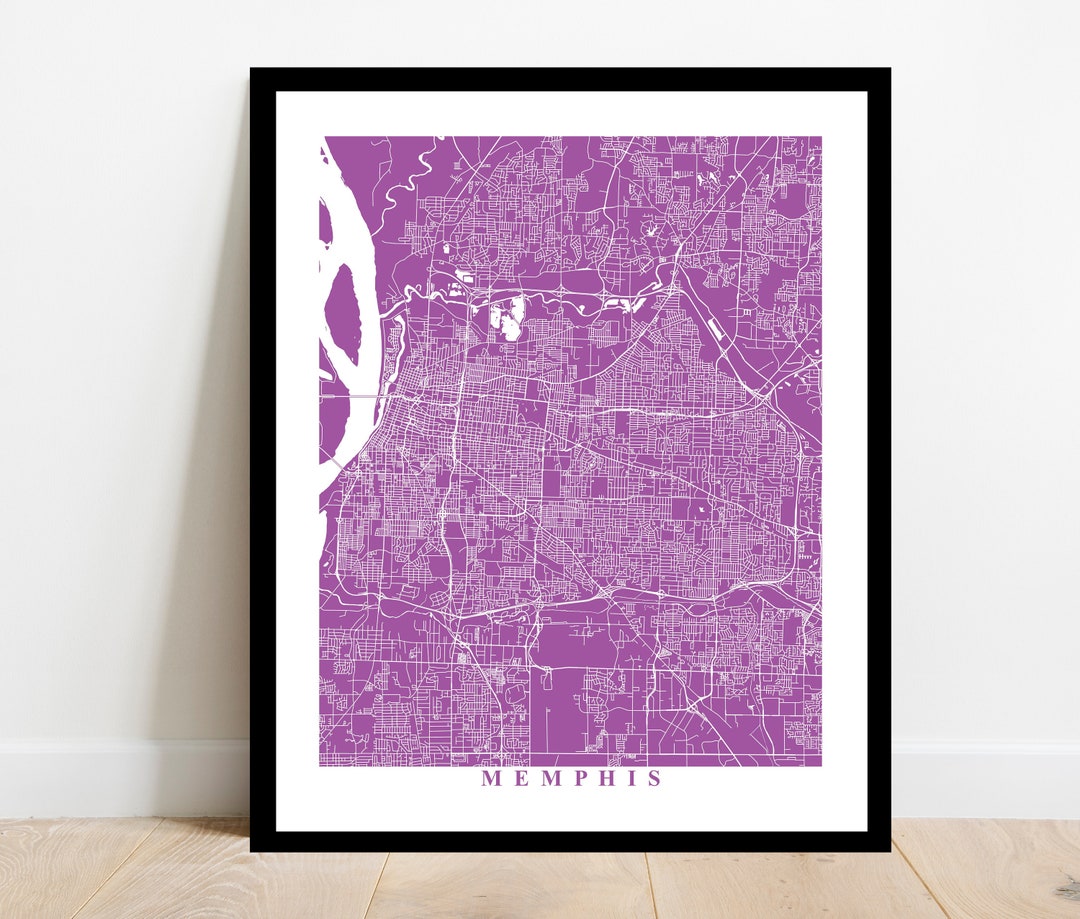 Memphis Map Art Tennessee Custom City Streets Map Print Wall Poster ...