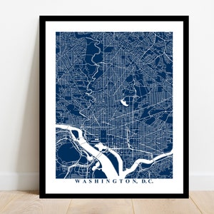 Washington D.C. Map Art - City Map Print - District of Columbia - Travel Home Office Decor City Streets Map Art Poster Home Map Housewarming