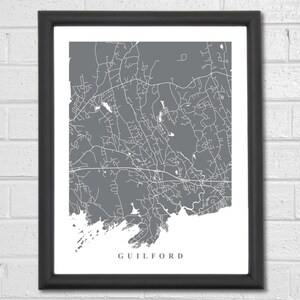 Guilford Map Art City Map Connecticut Office Decor Travel Map Print Street Map Art Custom Map ...