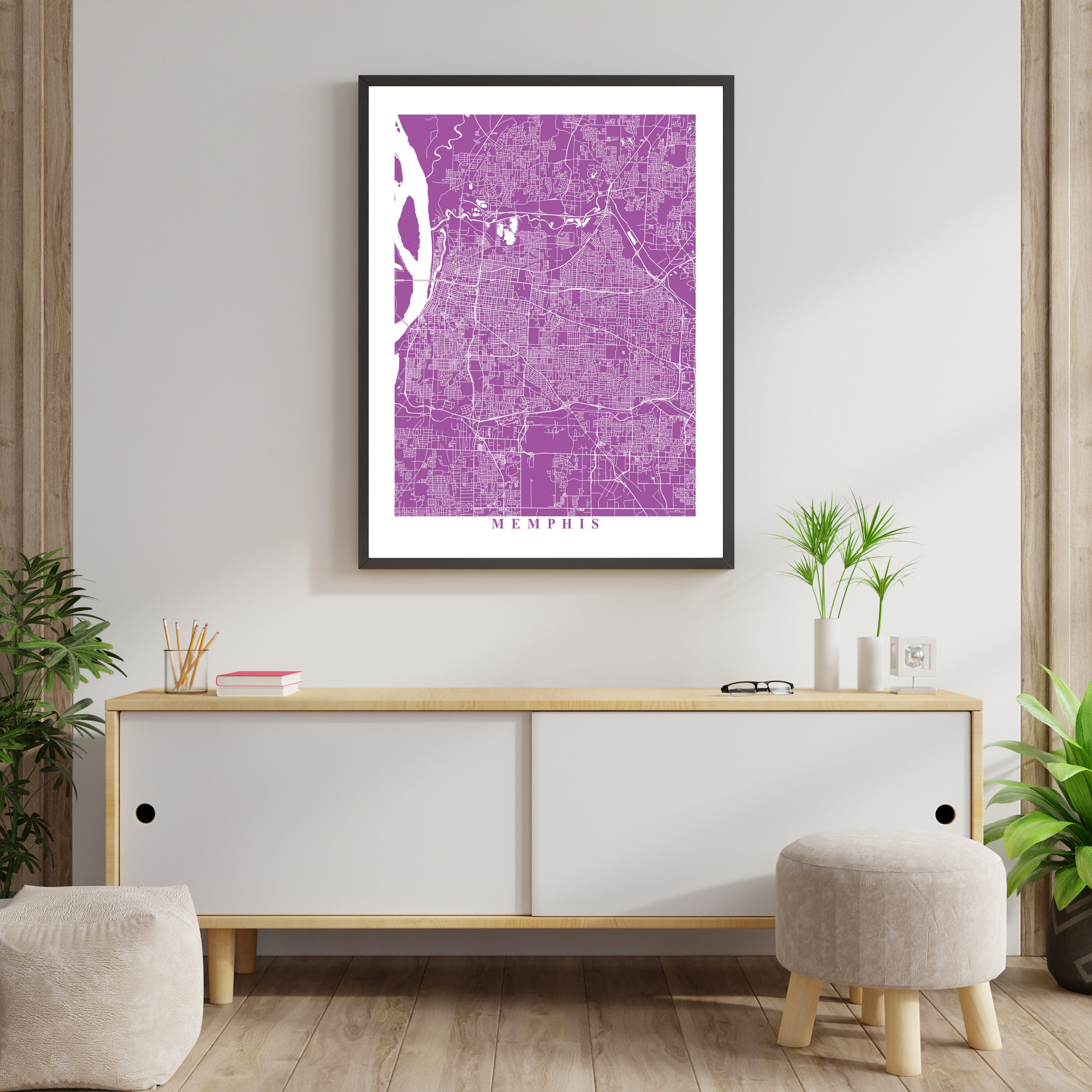Memphis Map Art Tennessee Custom City Streets Map Print - Etsy