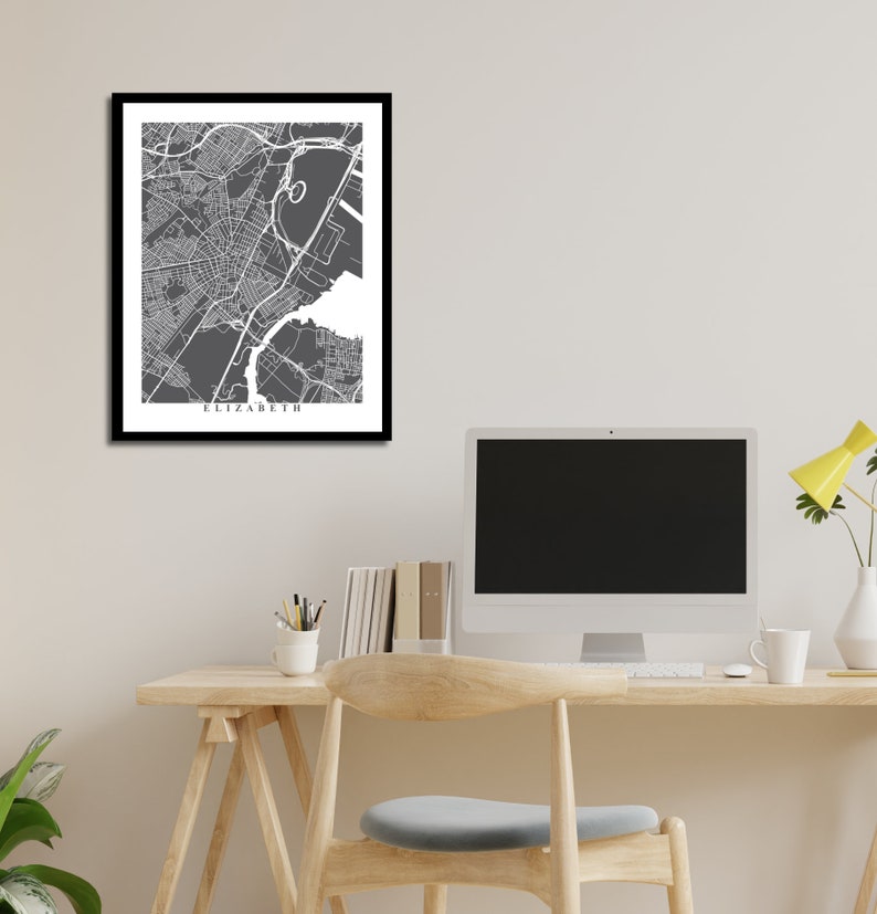 Elizabeth Map Art New Jersey Wall Art Color Poster Travel Etsy