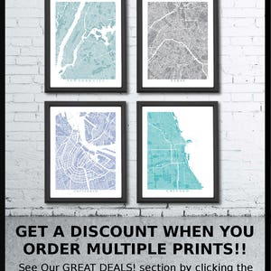 Choose Any City Custom Map Art Office Decor Travel Gift Custom Map City Map Print Home City Town Streets Map Art Wall Poster Gift Home image 8