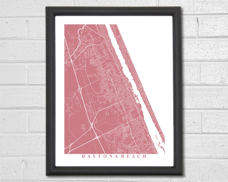 Daytona Beach Map Art Map Print Florida Daytona Map Etsy