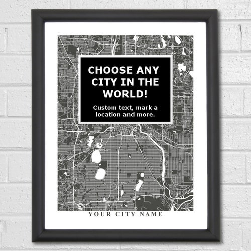 Custom City Map Wall Art Personalized Graduation Gift Etsy