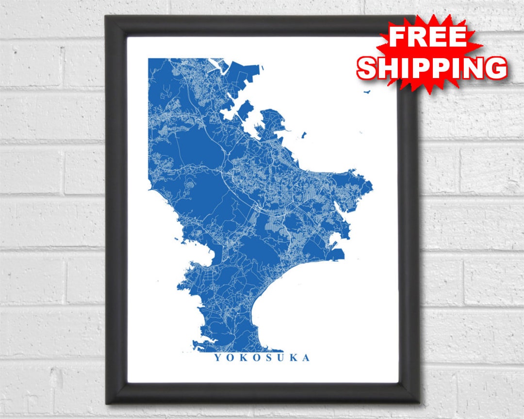 Yokosuka Map Art City Map Japan Office Decor Travel Etsy Hong Kong