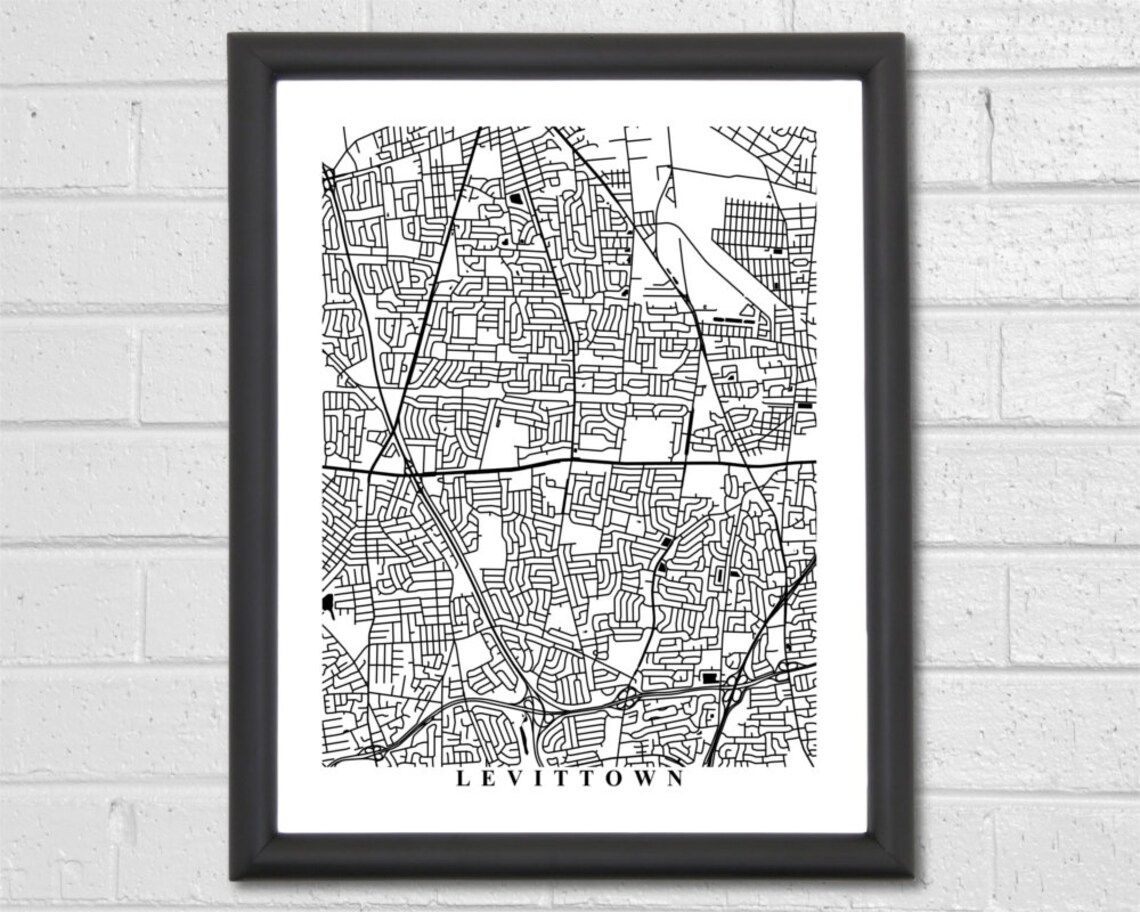 Levittown Map Art City Streets Map Print New York Custom - Etsy