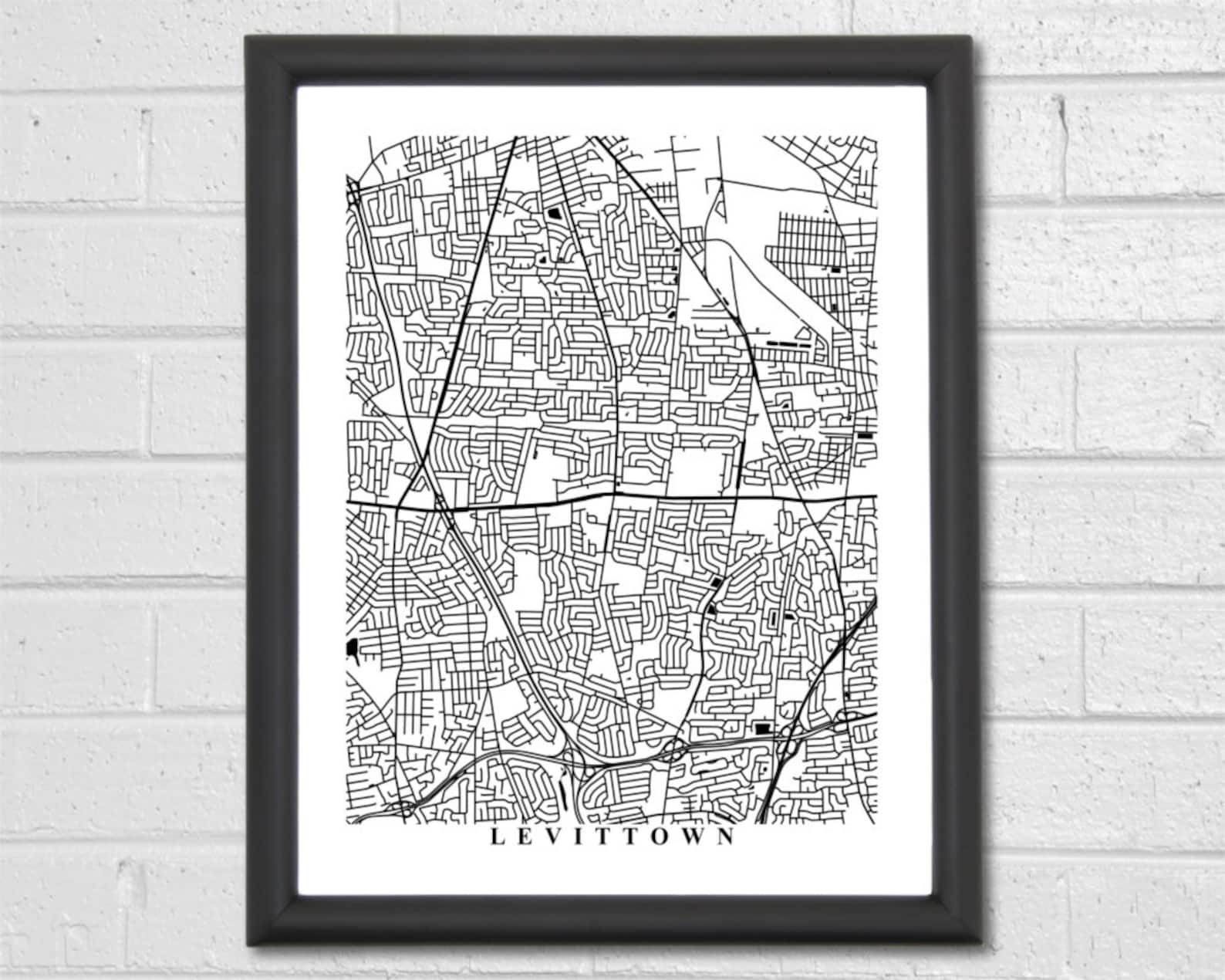 Levittown Map Art City Streets Map Print New York Custom Etsy