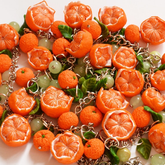 Realistic Tangerine Necklace Orange Fruit Jewelry Etsy