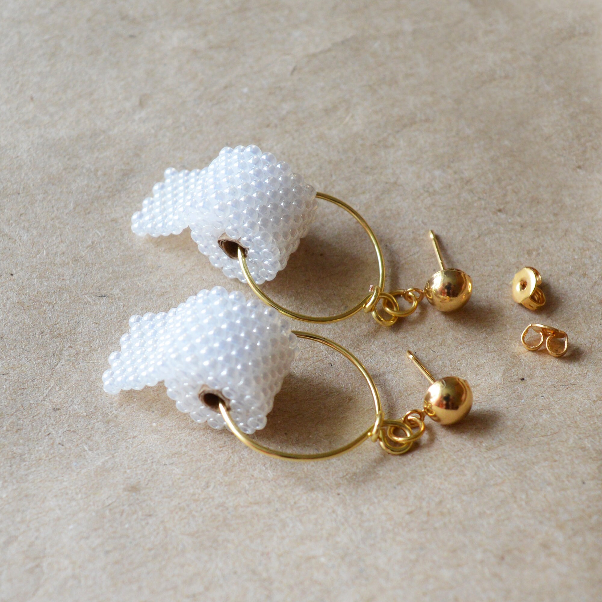 Beaded Toilet Paper Roll Earrings With 18K Gold Plated Posts Etsy