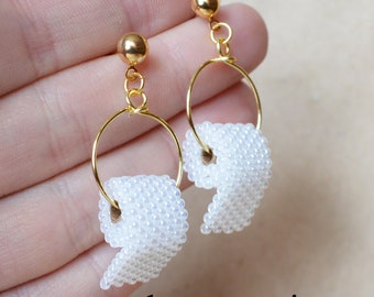 Beaded toilet paper roll earrings with 18K gold plated posts