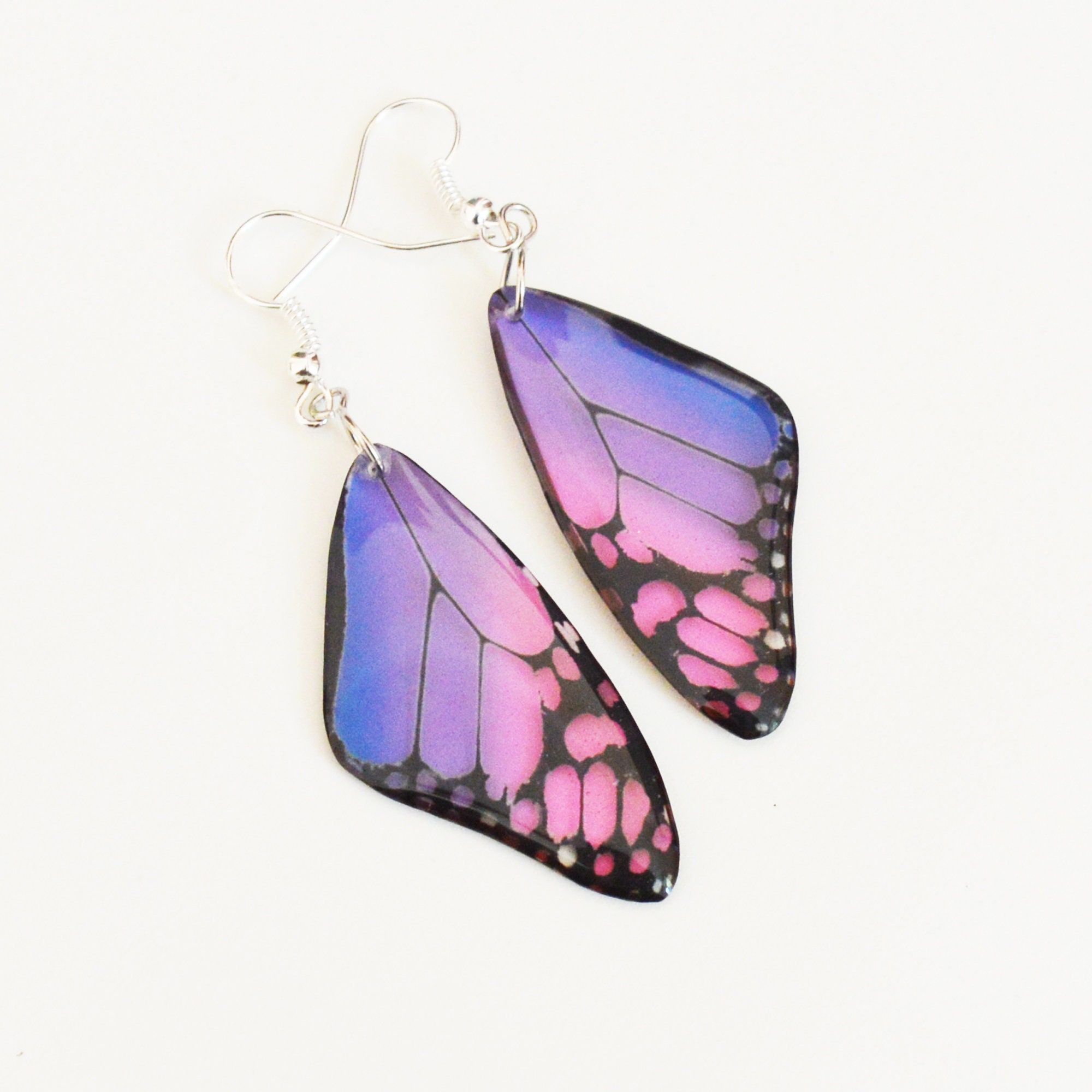 Pink Violet Gradient Butterfly Wing Earrings Strling Silver - Etsy