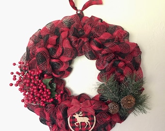 Black and Red Christmas Wreath