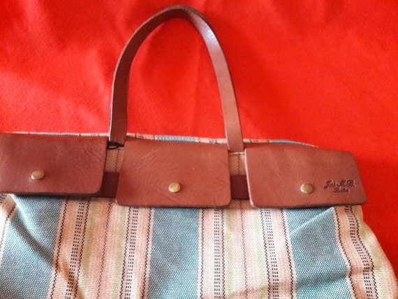 売り切れ イギリス製ハンドメイドのレザーとキャンバスのトートバッグ