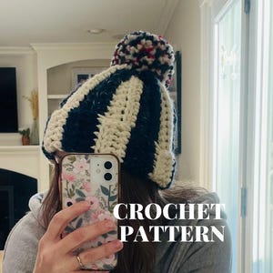 Buffalo Bills Crochet Hat Pattern – Chunky Pom Pom Beanie (PDF Pattern)