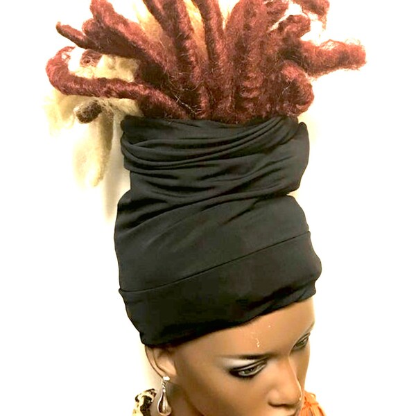 Accesorios para diadema: gorros HeadSoc, color negro, envoltura para el cabello, envoltura para rastas, pulgadas, envoltura para la cabeza Locs Socks, diadema, accesorios para el cabello.