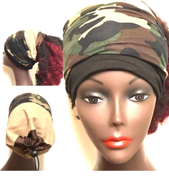 Army Camouflagedreadwrap Slouchy Soc head wrap locs wear | Etsy