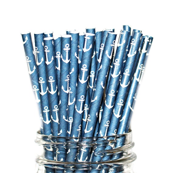 ANCHORS- Paper Straws, Multipack, Combination, Baby Shower, Birthday Party 25 Straws Il_570xn