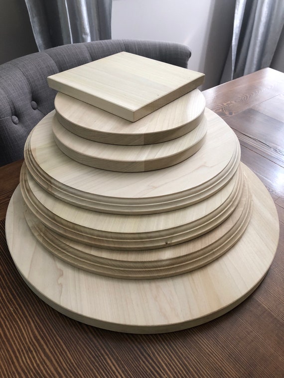 Wooden Disks Round Square wedding round wood cupcake stand Cake Board Stand Display table Plant Stand Birch Birthday DIY crafts woodworking Il_570xn