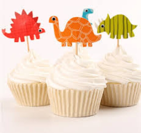 Dinosaur Animal Cupcake Toppers- Cake Decoration, Party Supplies- Cute and Adorable Il_570xn