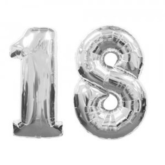 Large Silver Number 18 Eighteen Balloon 32inch - Colorful and great quality. 1st Birthday, Graduation, Party, Wedding, Shower, Baby Il_570xn