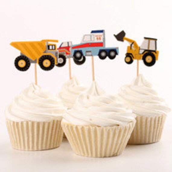 Tractor, Car Cupcake Toppers- Cake Decoration, Party Supplies- Cute and Adorable- Boys Birthday Party Il_570xn