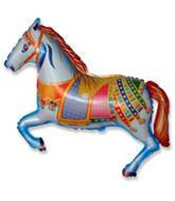 Carousel Horse Large 1- 36 inch Balloon- Colorful and great quality. Blue Il_570xn