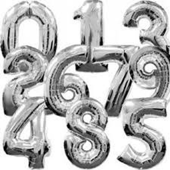 Large Silver Number Balloons 32inch Balloon- Colorful and great quality. 1st Birthday, Graduation, Party, Wedding, Shower, Baby Il_570xn