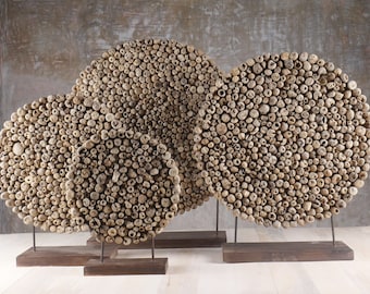 Driftwood Circle Sculpture: Tabletop Coastal Art Decor