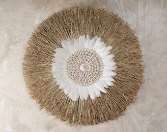 Raphia Wall Hanging - Papua Wall Decoration - Grass Ornament - Shell Ornament  - Coastal Decor - Wall Ethnic Decor - Tropical Wall Decor -