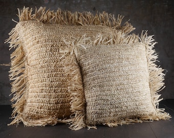 The Raffia Cushion Cover Square - Natural -