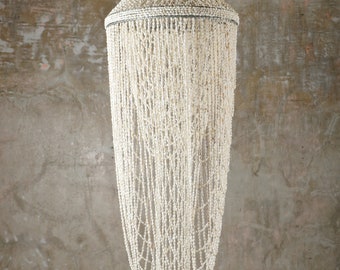 Handmade Nassa Shell Chandelier: Coastal Beachy Pendant Light