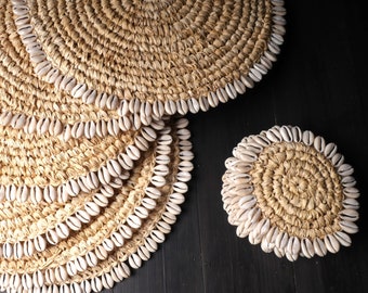The Raffia Cowrie Placemat - FREE coaster included