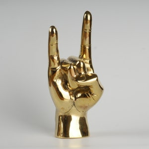 The LARGE Brass Hook Em Horns Sculpture - Texas Longhorns Spirit Decor - STATEMENT PIECE
