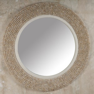 Cowrie Shell Round Mirror: Boho Coastal Wall Decor