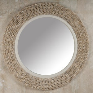 The Cowrie Round Mirror - Papua Traditional Art Inspired Mirror - Boho Round Mirror